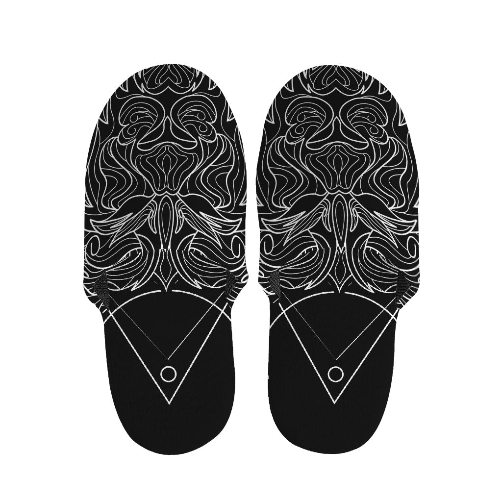 Black And White Leo Sign Print Slippers