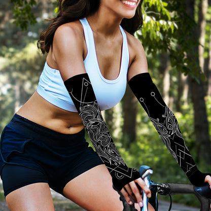 Black And White Leo Sign Print Sun Protection Arm Sleeves