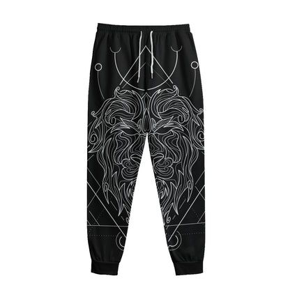 Black And White Leo Sign Print Sweatpants