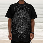 Black And White Leo Sign Print Textured Short Sleeve Shirt