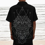 Black And White Leo Sign Print Textured Short Sleeve Shirt