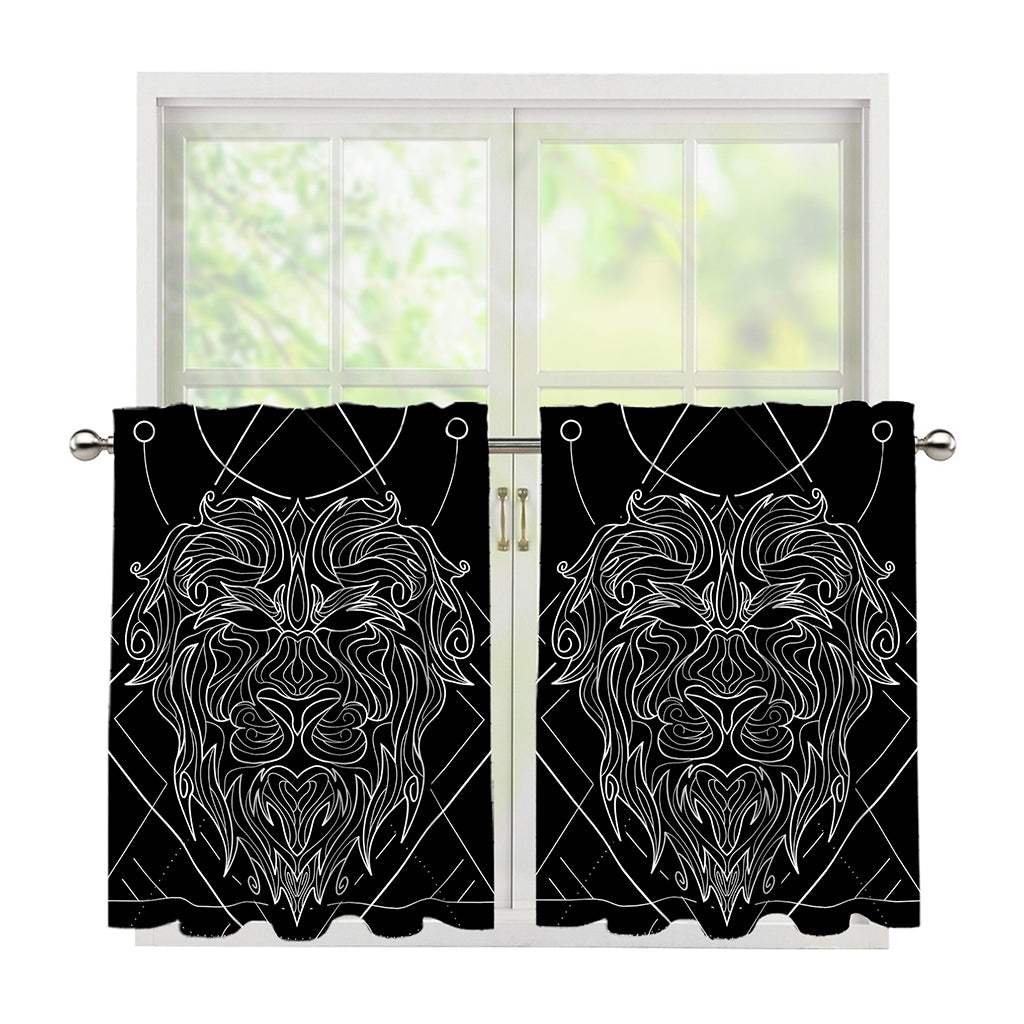 Black And White Leo Sign Print Tier Curtains
