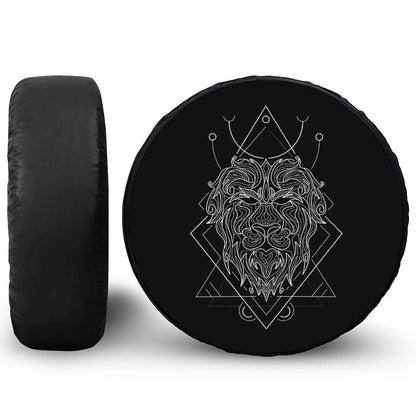 Black And White Leo Sign Print Tire Cover
