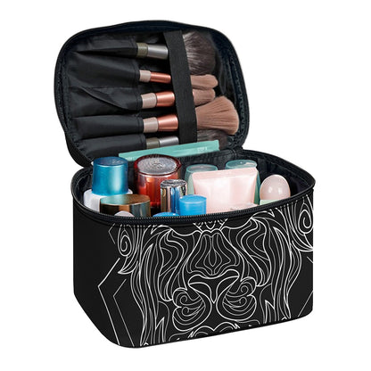 Black And White Leo Sign Print Travel Makeup Bag