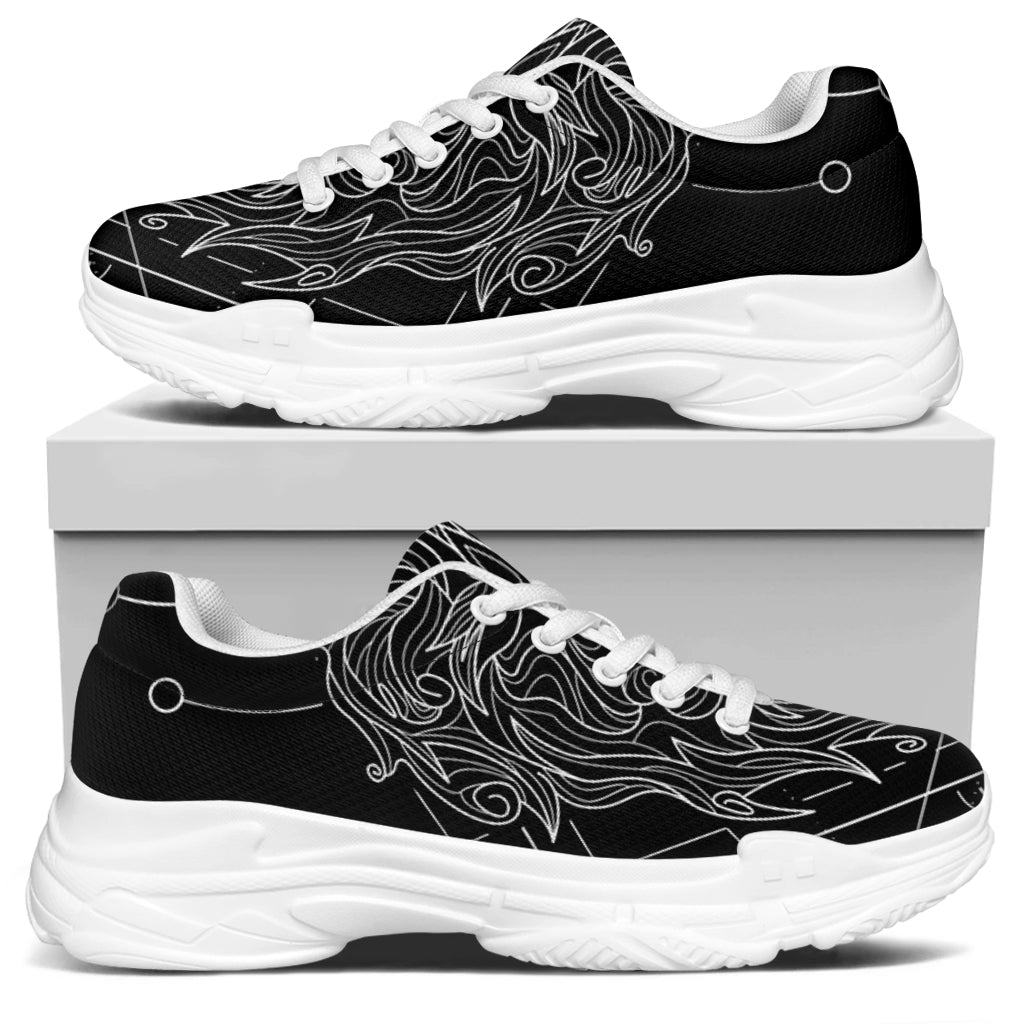 Black And White Leo Sign Print White Chunky Shoes