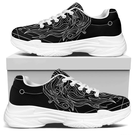 Black And White Leo Sign Print White Chunky Shoes