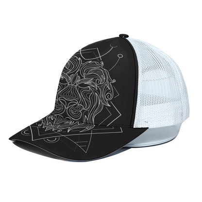 Black And White Leo Sign Print White Mesh Trucker Cap