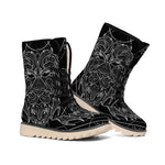 Black And White Leo Sign Print Winter Boots