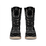 Black And White Leo Sign Print Winter Boots