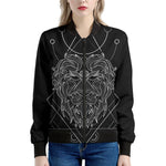 Black And White Leo Sign Print Women's Bomber Jacket