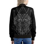 Black And White Leo Sign Print Women's Bomber Jacket