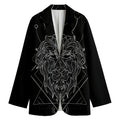 Black And White Leo Sign Print Women's Cotton Blazer