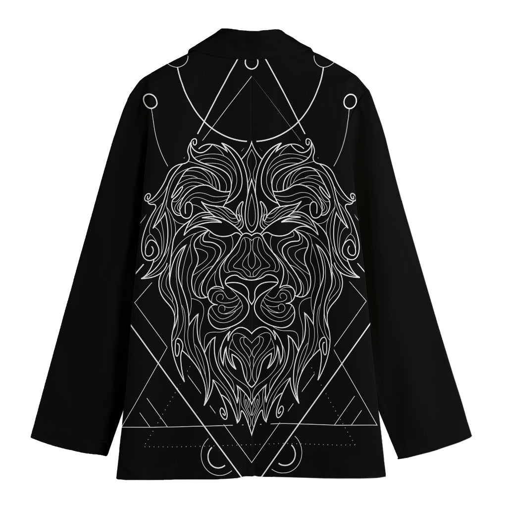 Black And White Leo Sign Print Women's Cotton Blazer