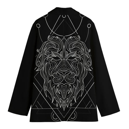 Black And White Leo Sign Print Women's Cotton Blazer