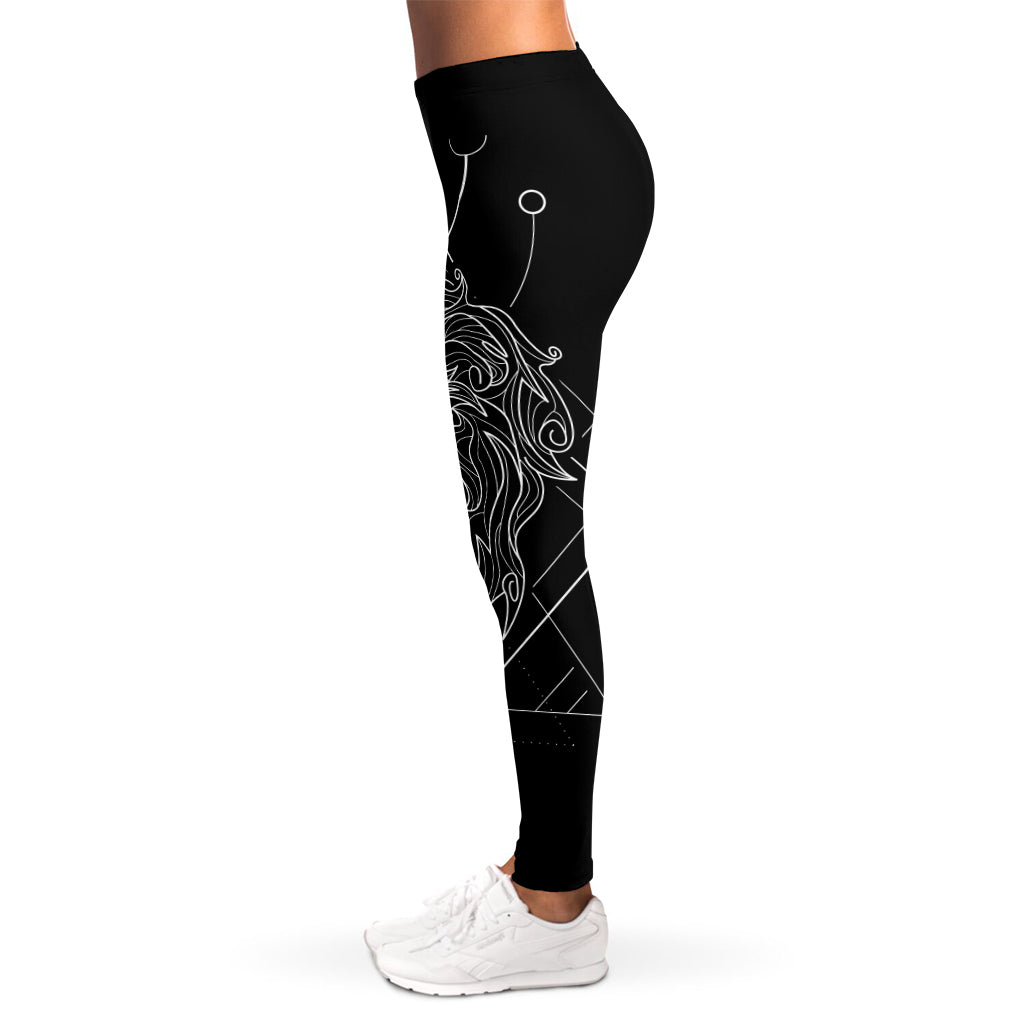 Black And White Leo Sign Print Women's Leggings