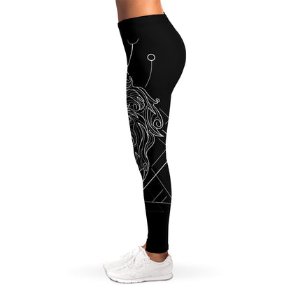 Black And White Leo Sign Print Women's Leggings