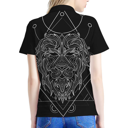 Black And White Leo Sign Print Women's Polo Shirt