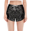 Black And White Leo Sign Print Women's Split Running Shorts