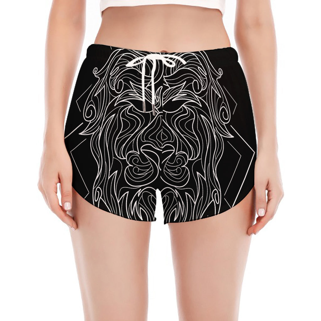 Black And White Leo Sign Print Women's Split Running Shorts