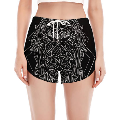 Black And White Leo Sign Print Women's Split Running Shorts