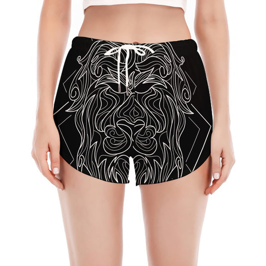 Black And White Leo Sign Print Women's Split Running Shorts