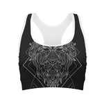 Black And White Leo Sign Print Women's Sports Bra