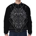 Black And White Leo Sign Print Zip Sleeve Bomber Jacket