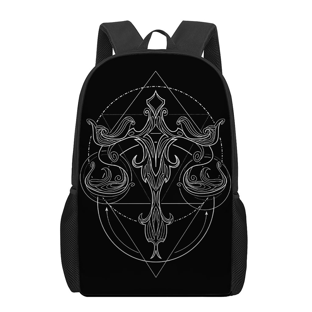 Black And White Libra Sign Print 17 Inch Backpack