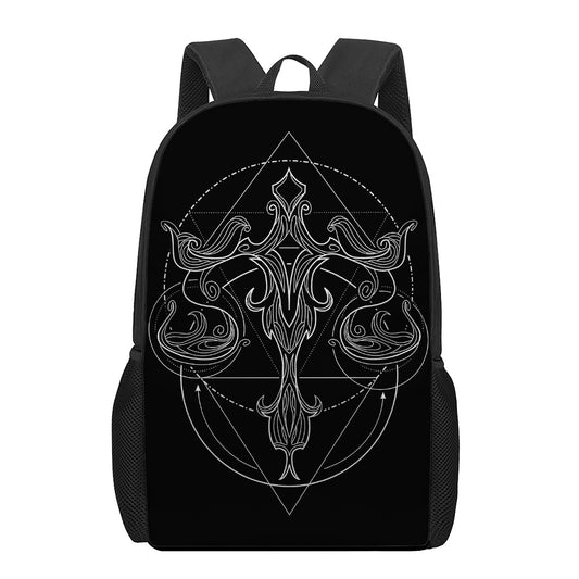 Black And White Libra Sign Print 17 Inch Backpack