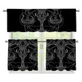 Black And White Libra Sign Print 3 Piece Kitchen Curtains