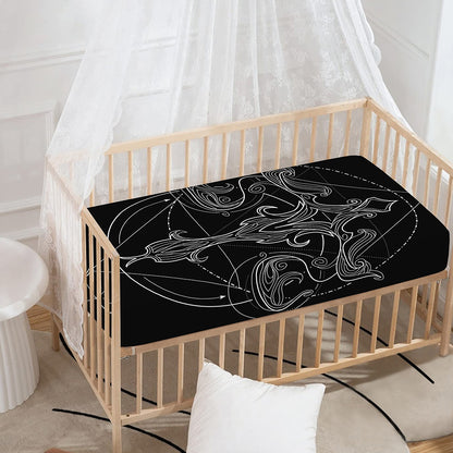 Black And White Libra Sign Print Baby Crib Sheet