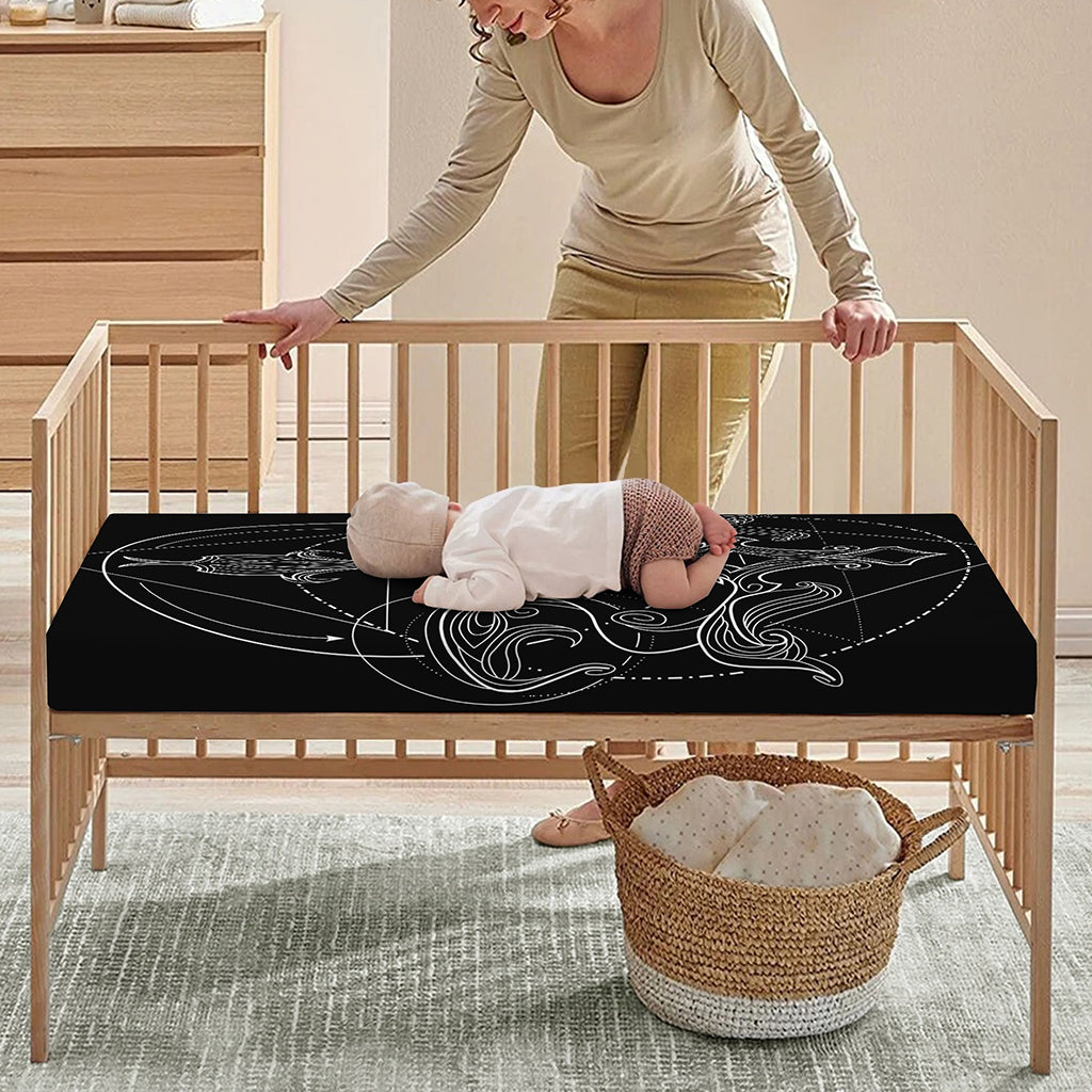 Black And White Libra Sign Print Baby Crib Sheet