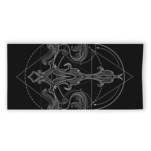 Black And White Libra Sign Print Beach Towel