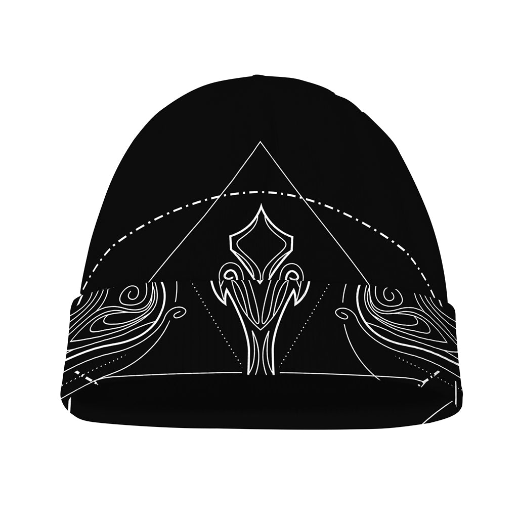 Black And White Libra Sign Print Beanie