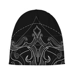 Black And White Libra Sign Print Beanie