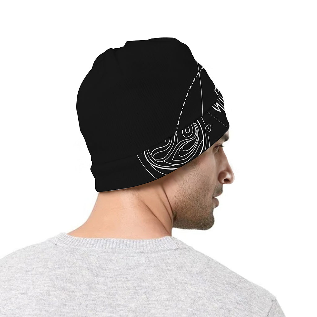 Black And White Libra Sign Print Beanie