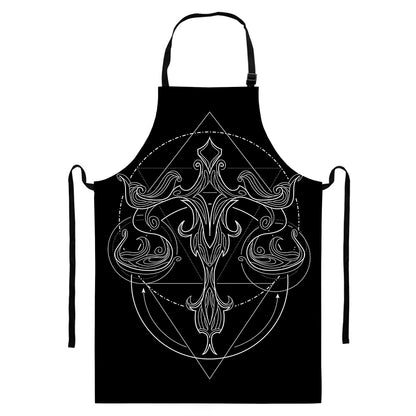 Black And White Libra Sign Print Bib Apron With Pocket