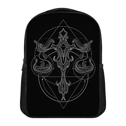 Black And White Libra Sign Print Casual Backpack
