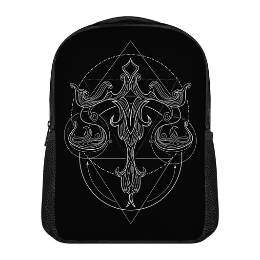 Black And White Libra Sign Print Casual Backpack