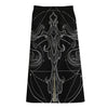 Black And White Libra Sign Print Cotton Front Slit Maxi Skirt