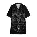 Black And White Libra Sign Print Cotton Hawaiian Shirt