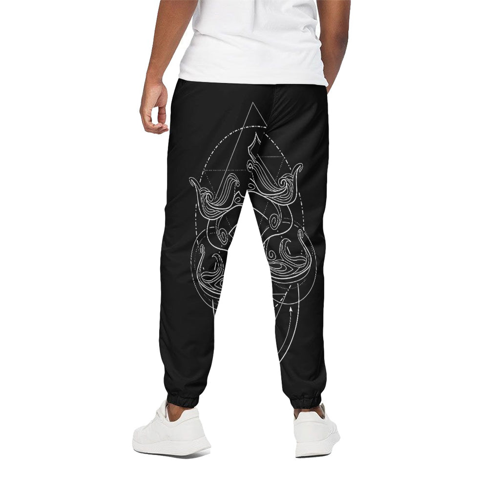 Black And White Libra Sign Print Cotton Pants