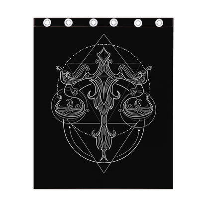 Black And White Libra Sign Print Curtain
