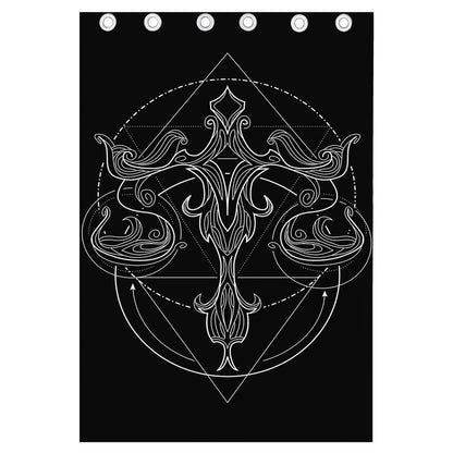 Black And White Libra Sign Print Curtain
