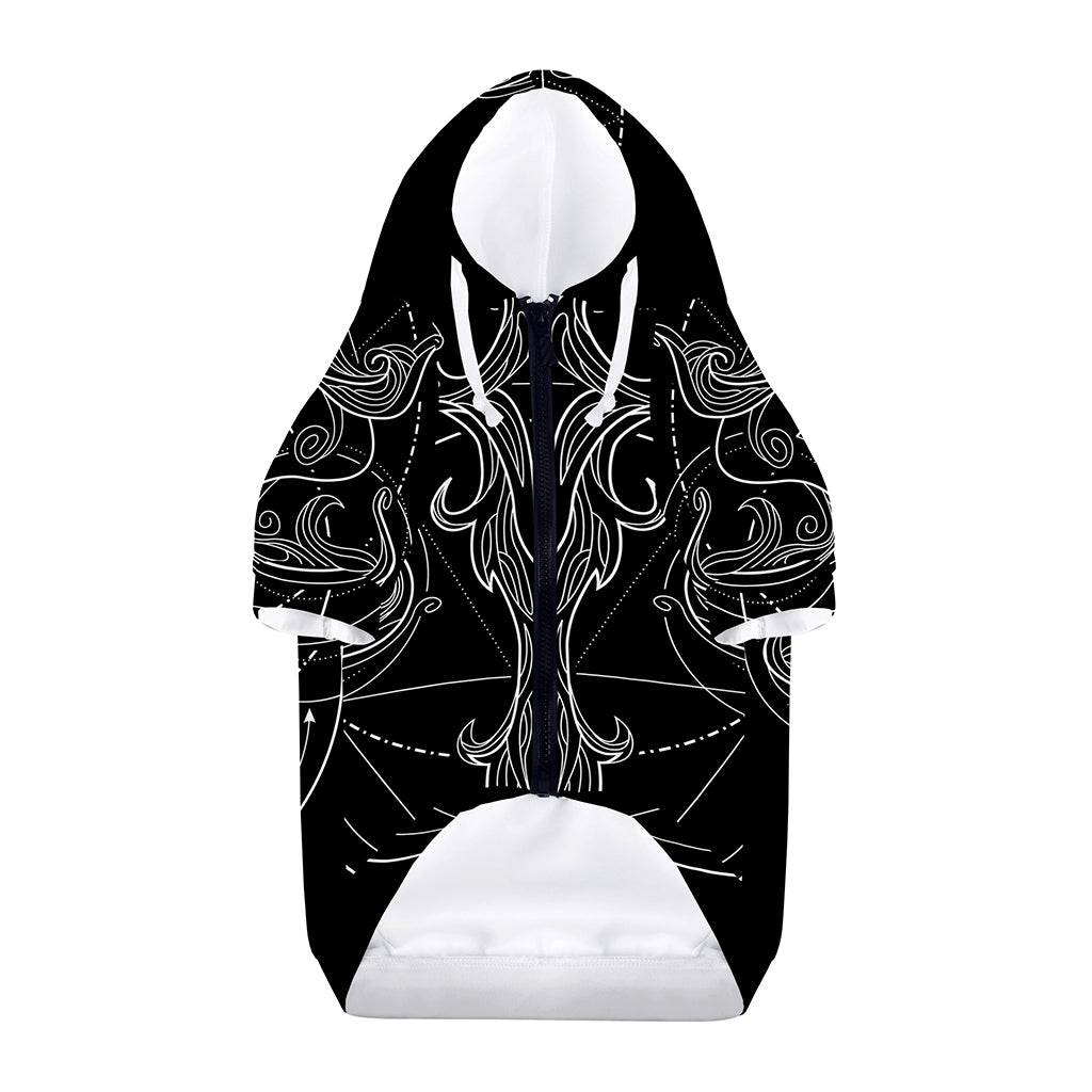 Black And White Libra Sign Print Dog Zip Up Hoodie