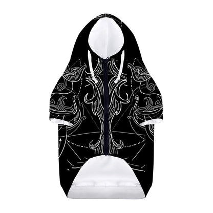 Black And White Libra Sign Print Dog Zip Up Hoodie