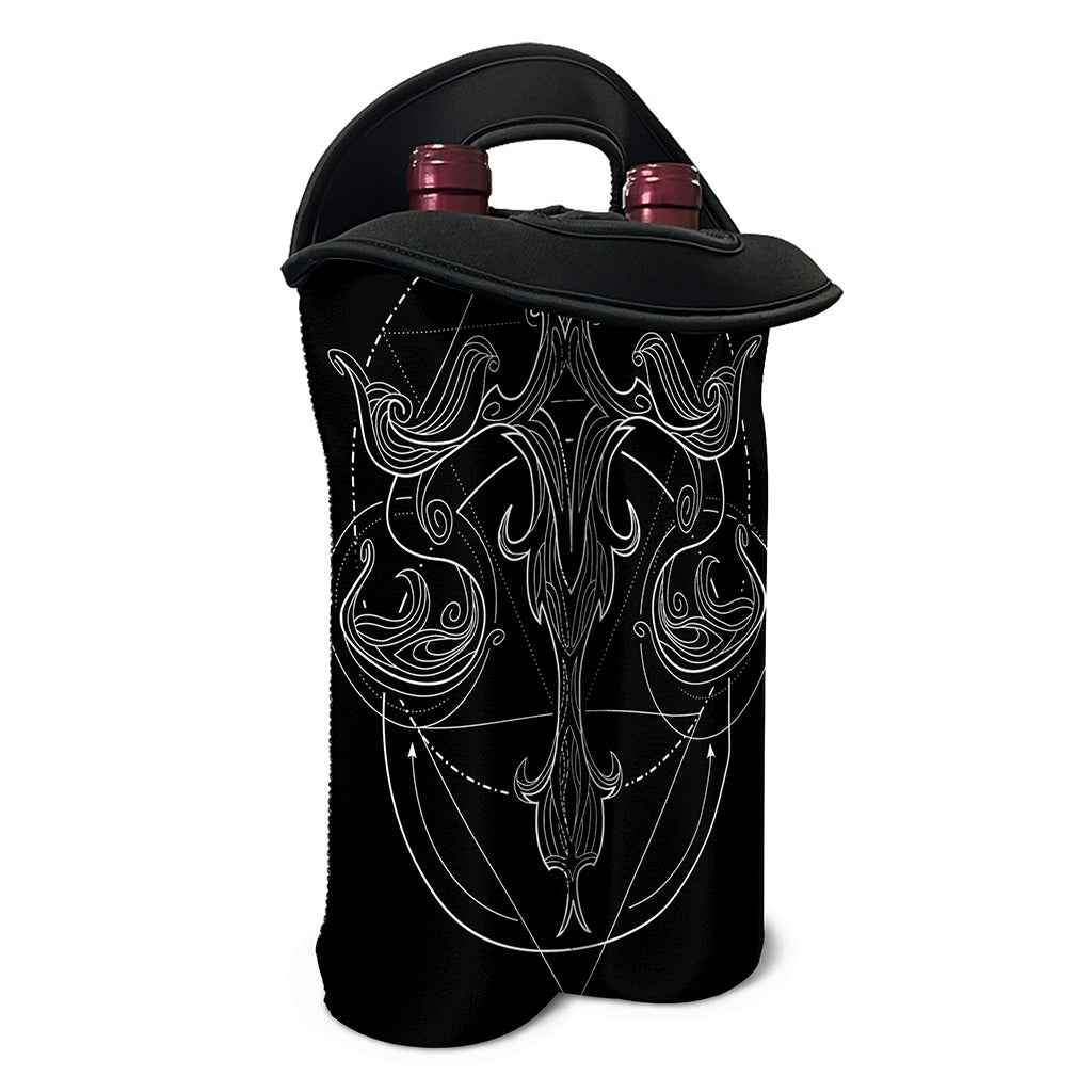 Black And White Libra Sign Print Double Neoprene Wine Tote