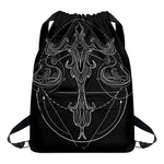 Black And White Libra Sign Print Drawstring Backpack