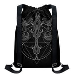 Black And White Libra Sign Print Drawstring Backpack