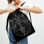 Black And White Libra Sign Print Drawstring Backpack